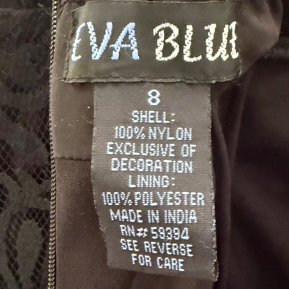 Black Y2K‎ Sleeveless Formal Dress Sequin Lace Bodice Babydoll V Neck & Back 8 - Picture 10 of 11